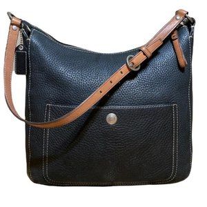 COACH Chelsea Black Leather Bag Signature Legacy Classic Pebbled Shoulder Purse